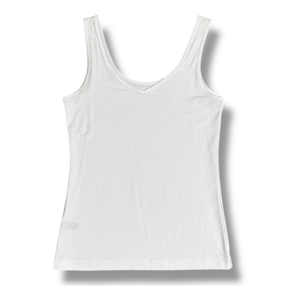 Felina White Tank Top Reversible Sleeveless Women’s M V Neck Scoop Neck Fitted - Picture 1 of 11